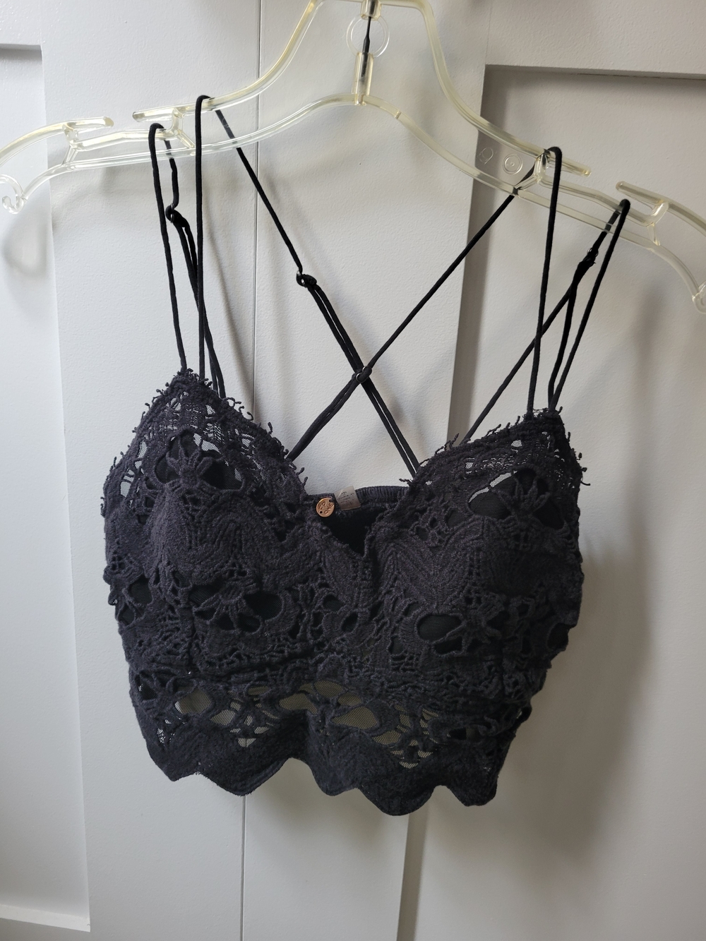 Free People Black Crochet Lace Crop Bralette